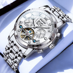 OLEVS Open Heart Multifunction Automatic Mechanical Watch 9910 Big Date for Men