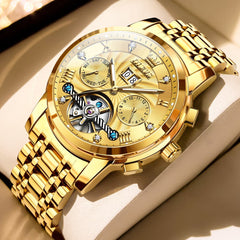OLEVS Open Heart Multifunction Automatic Mechanical Watch 9910 Big Date for Men