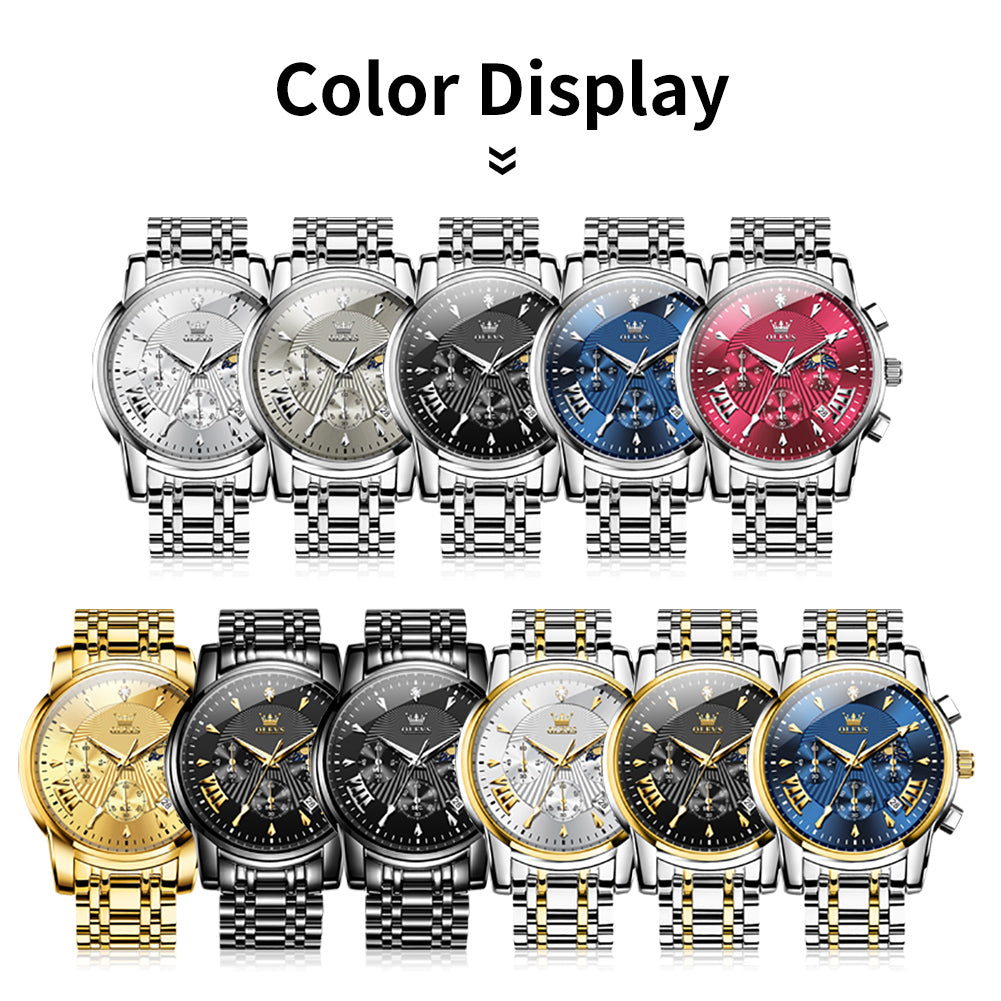 OLEVS 2892 Steel Chronograph Quartz Watch for Men