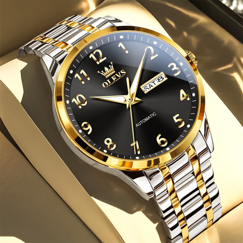 OLEVS 7078 Arabic Numeral Dual Calendar Automatic Watch For Men