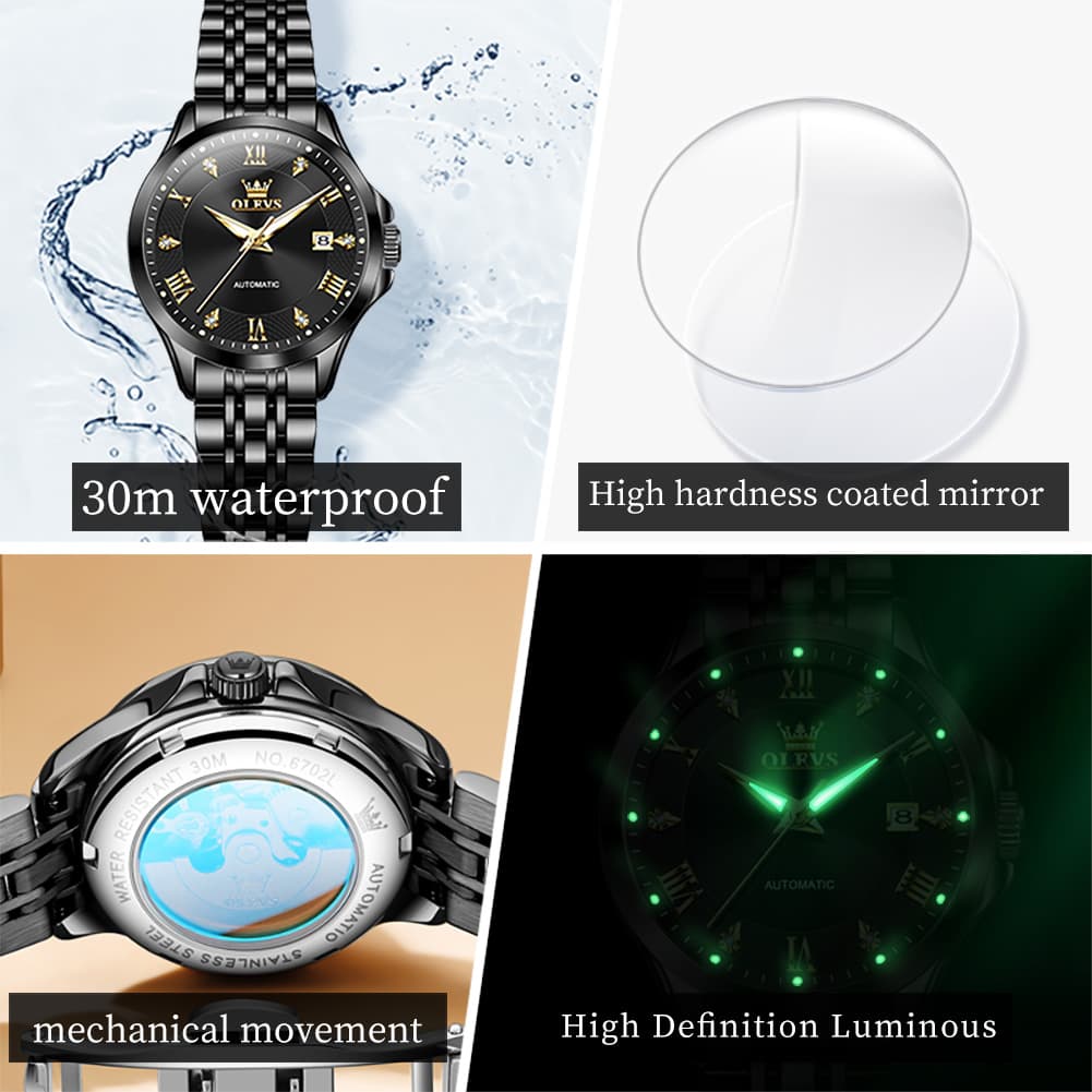 OLEVS 6702 Elegant Diamond Automatic Mechanical Watch For Women