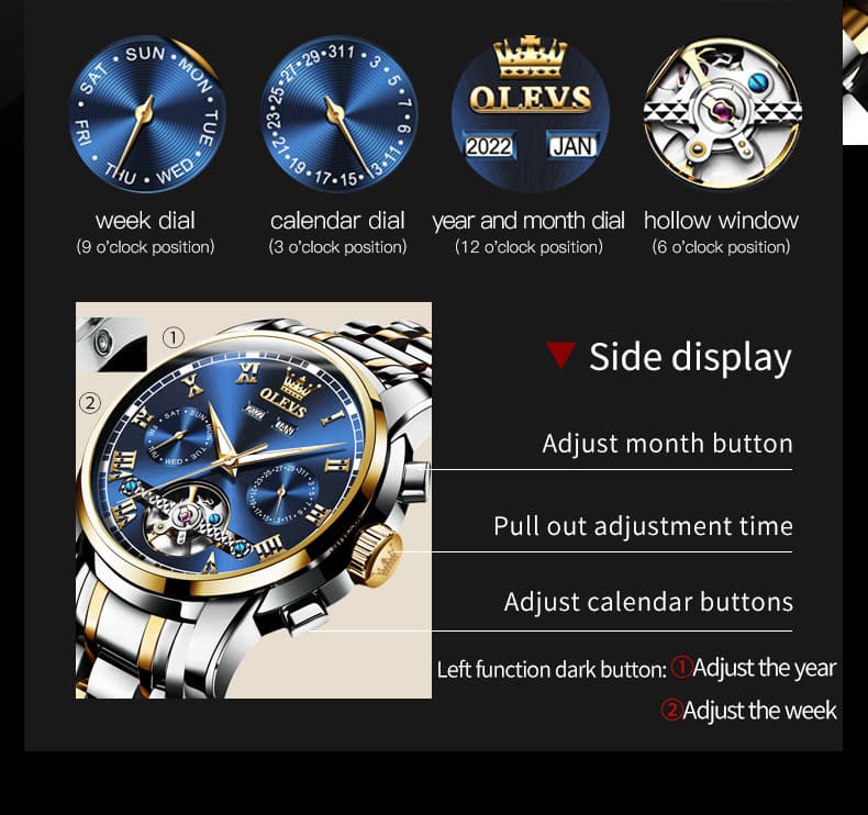 OLEVS 6607 Classic Open Heart Automatic Mechanical Watch for Men