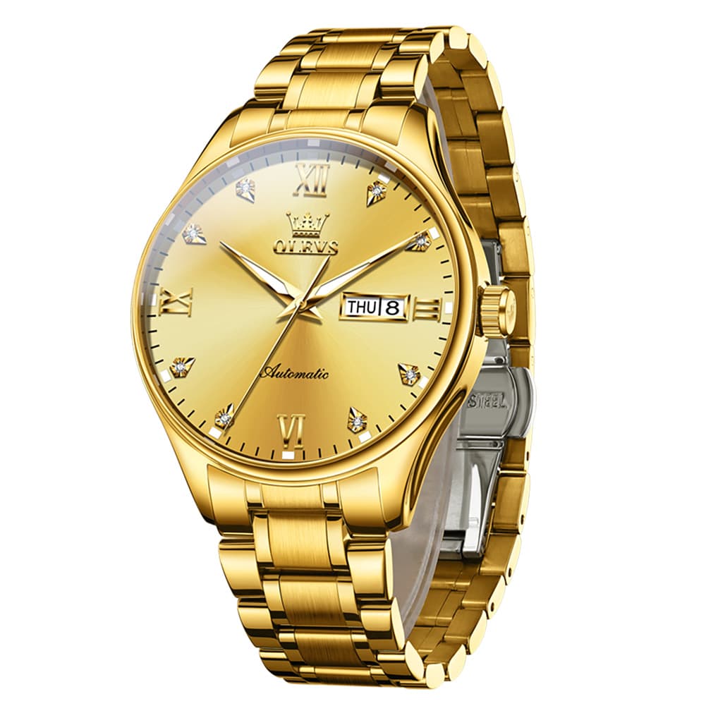 OLEVS Diamond Dial Day Date Automatic Mechanical Watch 9955 for Men