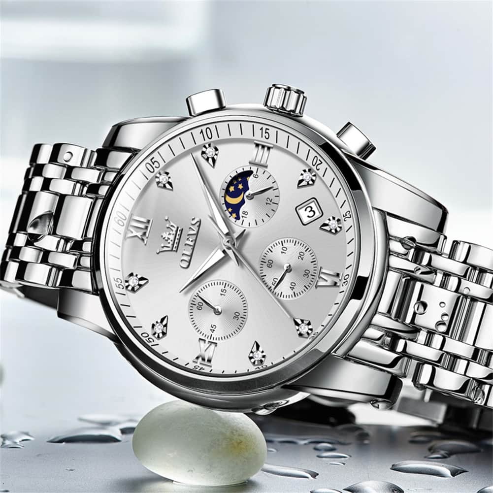 OLEVS 2858 Luxury Moon Phase Chronograph Watch for Men