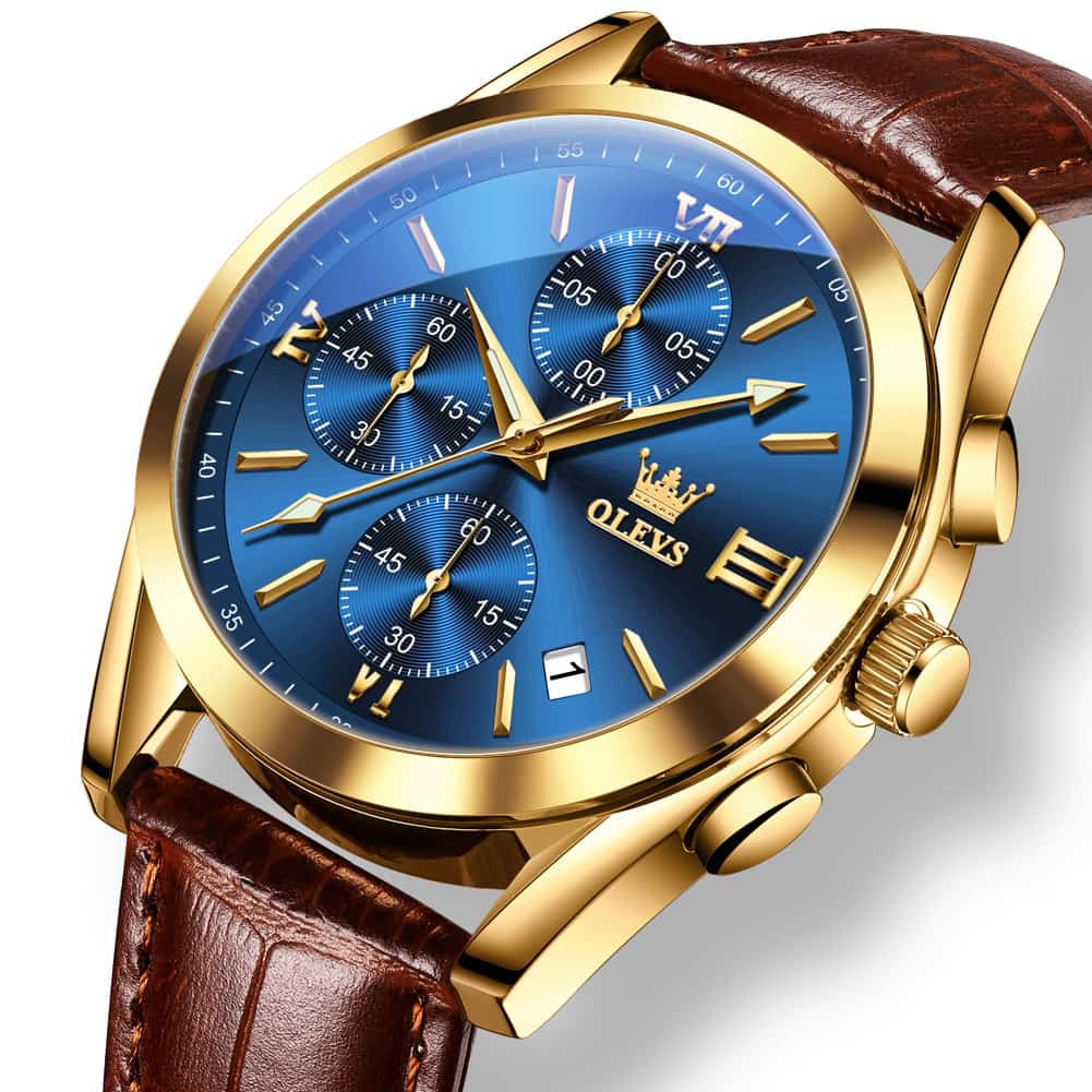 OLEVS 2872 Sophisticated Chronograph Leather Watch for Men