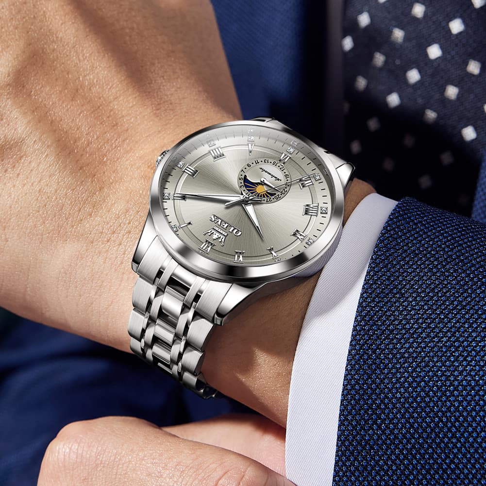 OLEVS 7063 Diamond Moon Phase Automatic Watch For Men