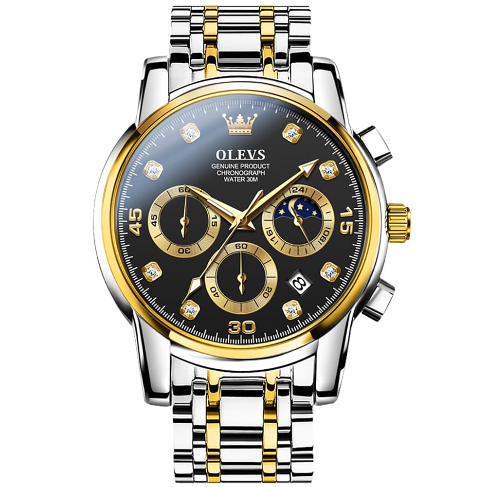 OLEVS 2889 Steel Chronograph Moon Phase Watch for Men