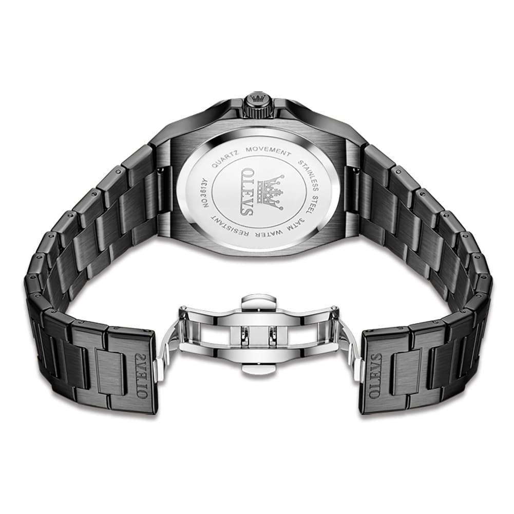 OLEVS 3613 Octagonal Bezel Quartz Steel Watch for Men