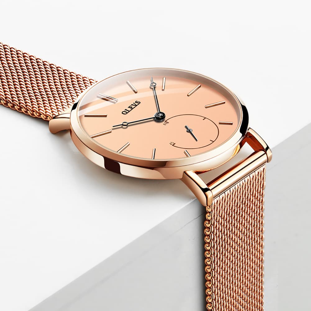 OLEVS 5190 Ultra Thin Sub Dial Quartz Watch for Women