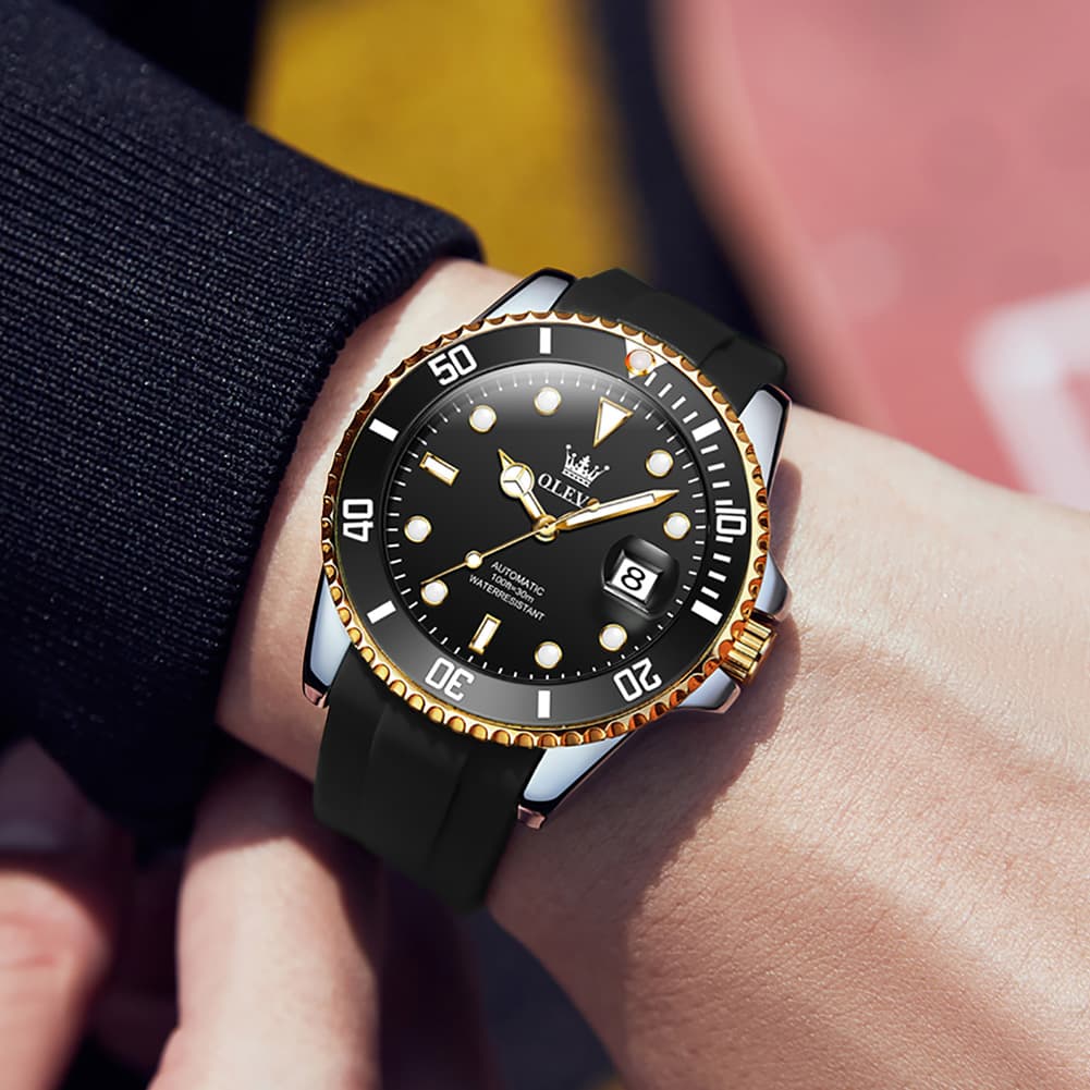 OLEVS 6650 Silicone Automatic Mechanical Dive Watch for Men