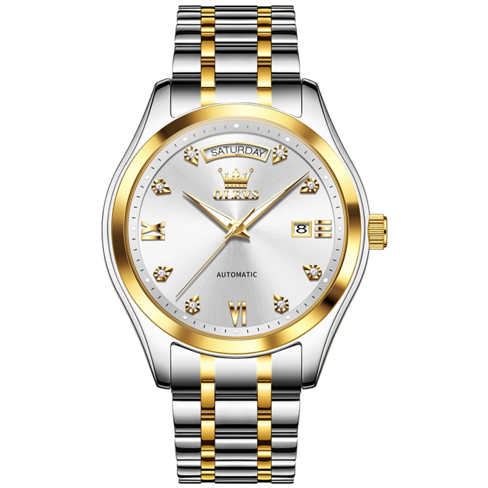 OLEVS 6752 Diamond Dial Day Date Mechanical Watch for Men