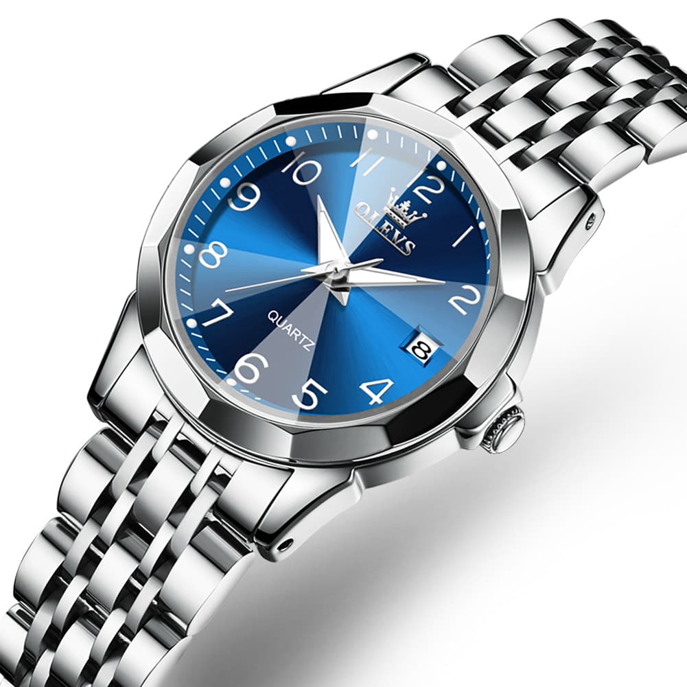 OLEVS 9970 3D Rhombic Faceted Glass Date Watch for Women