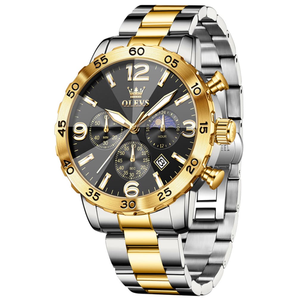 OLEVS 3D Rhombic Chronograph Quartz Watch for Men 3678
