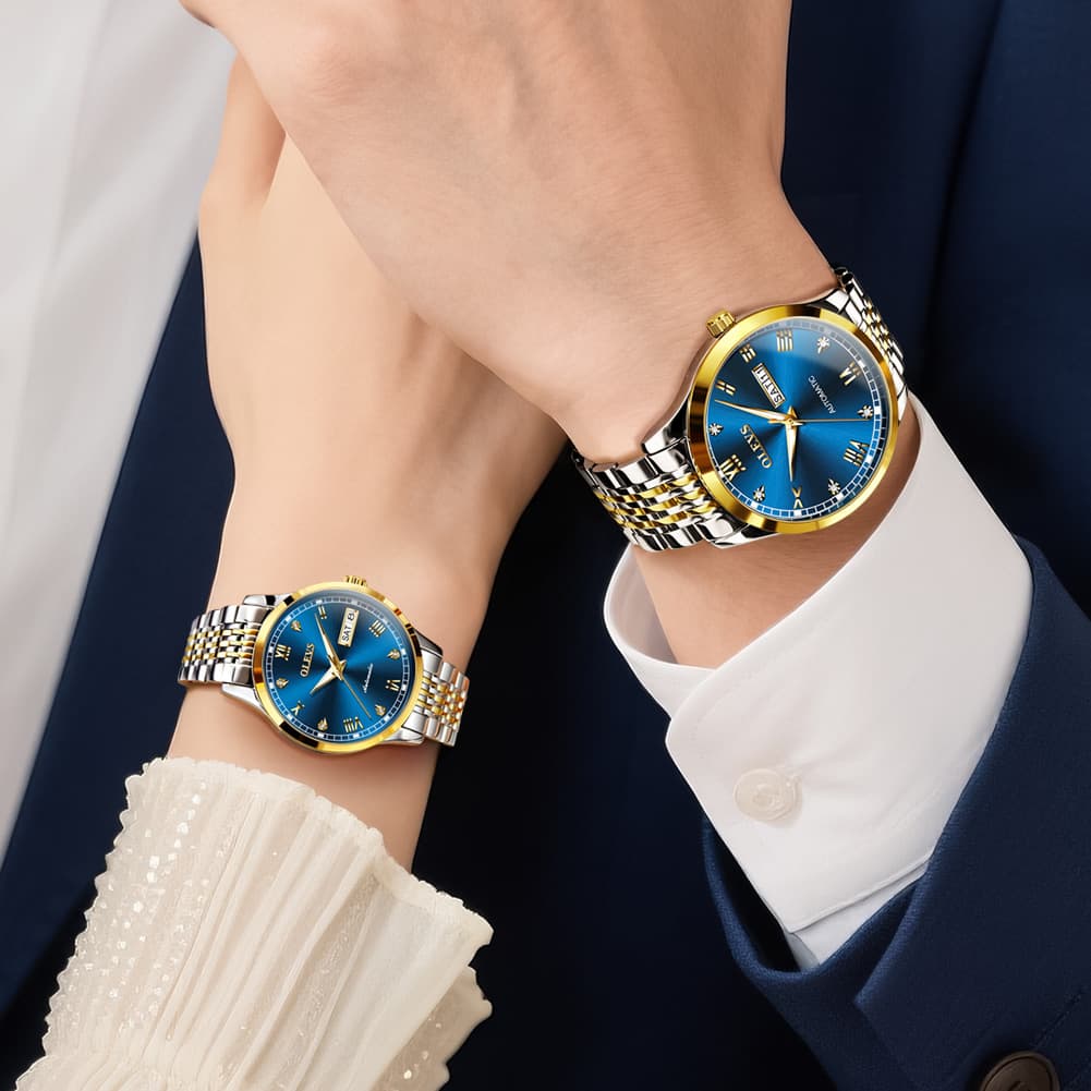 OLEVS 6602 Automatic Mechanical Couples Watch for Men Women