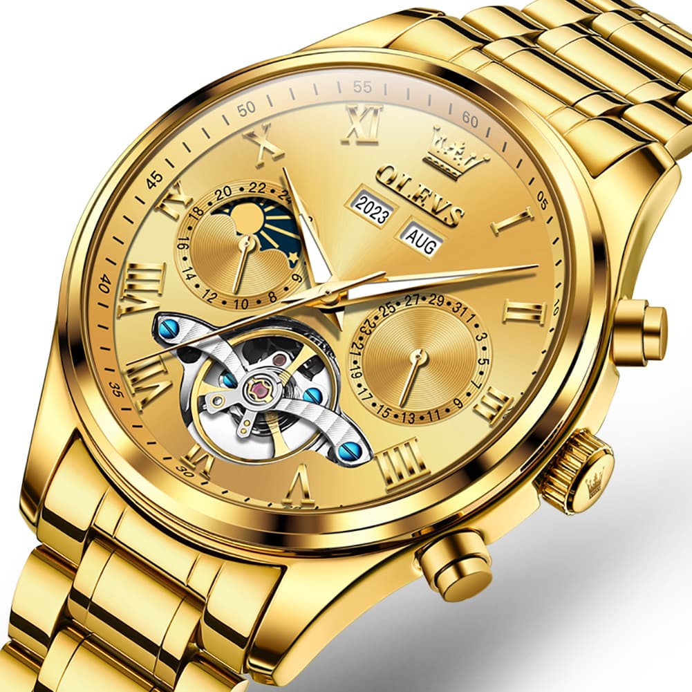 OLEVS 7005 Multi Function Skeleton Mechanical Watch for Men
