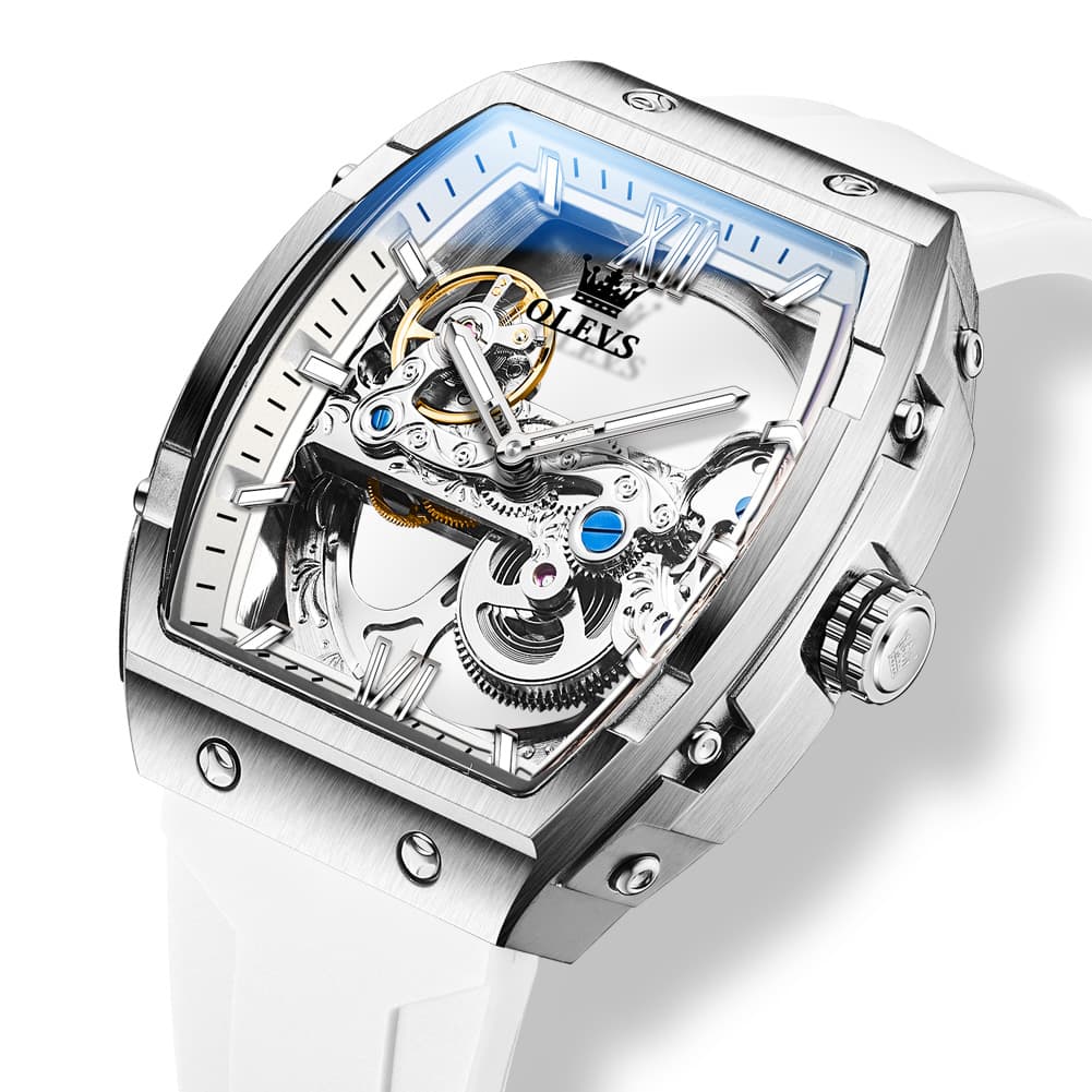 OLEVS 6779 Tonneau Skeleton Mechanical Watch for Men