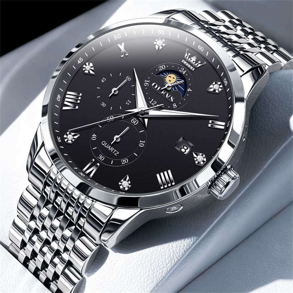OLEVS 2925 Luminous Moon Phase Quartz Watch for Men