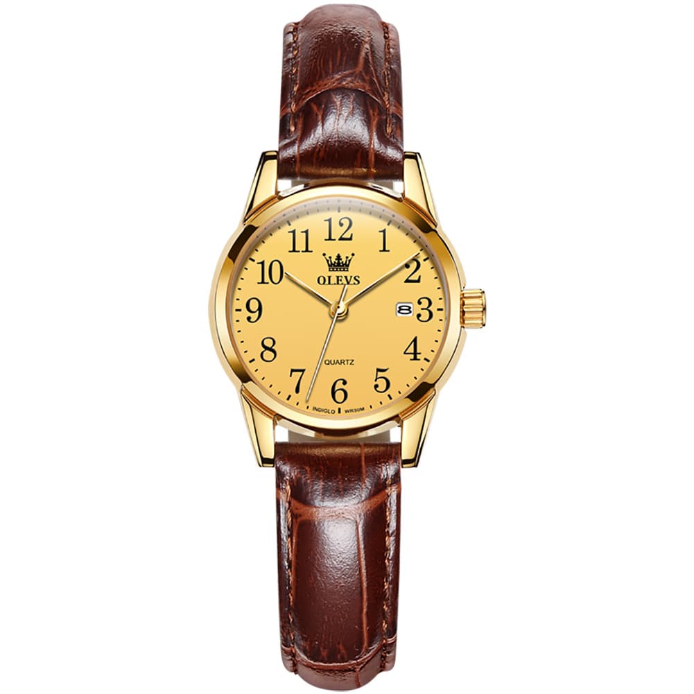 OLEVS Men Classic Leather Dress Watch Arabic Numerals Quartz Date 5566