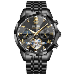 OLEVS 6620 Skeleton Moon Phase Mechanical Watch for Men
