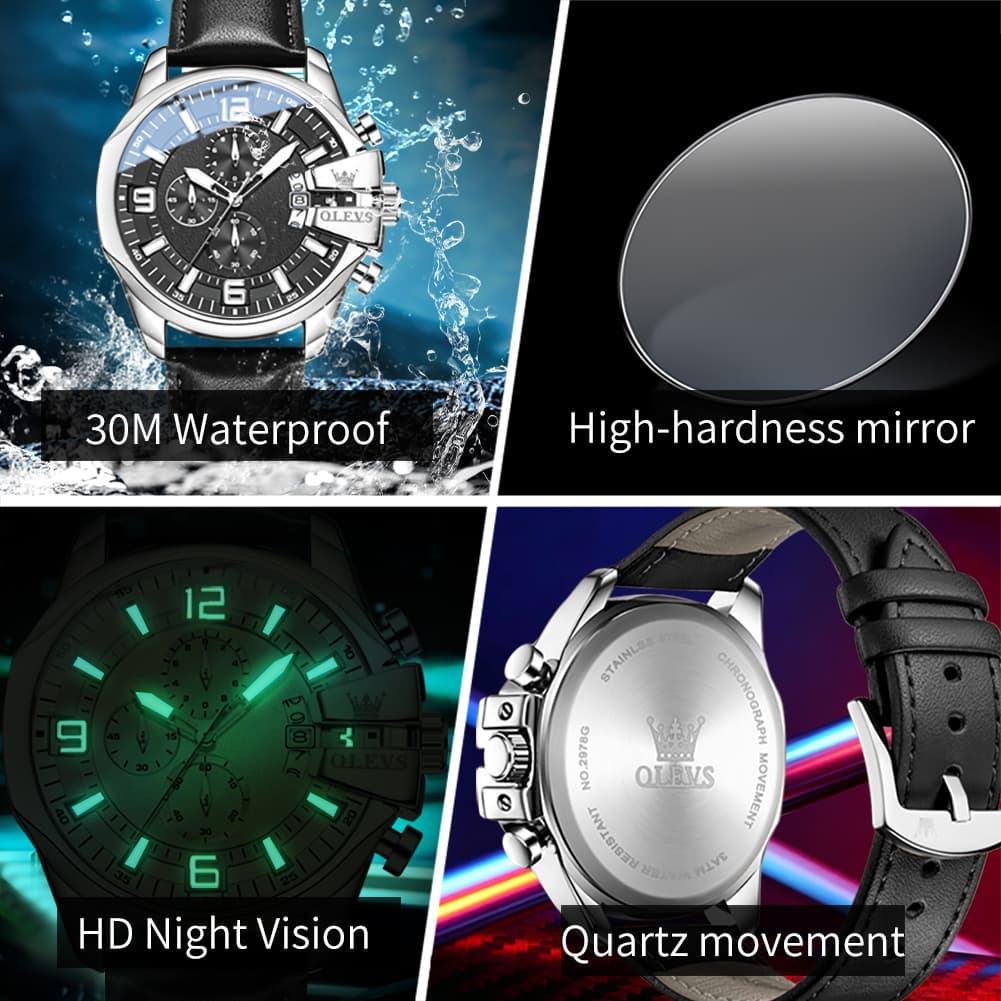 OLEVS 2978 Oversized 50mm Chronograph Quartz Watch for Men