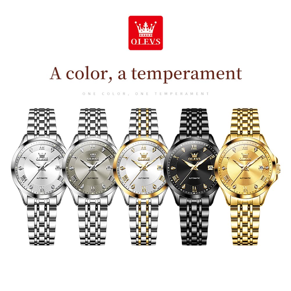 OLEVS 6702 Elegant Diamond Automatic Mechanical Watch For Women