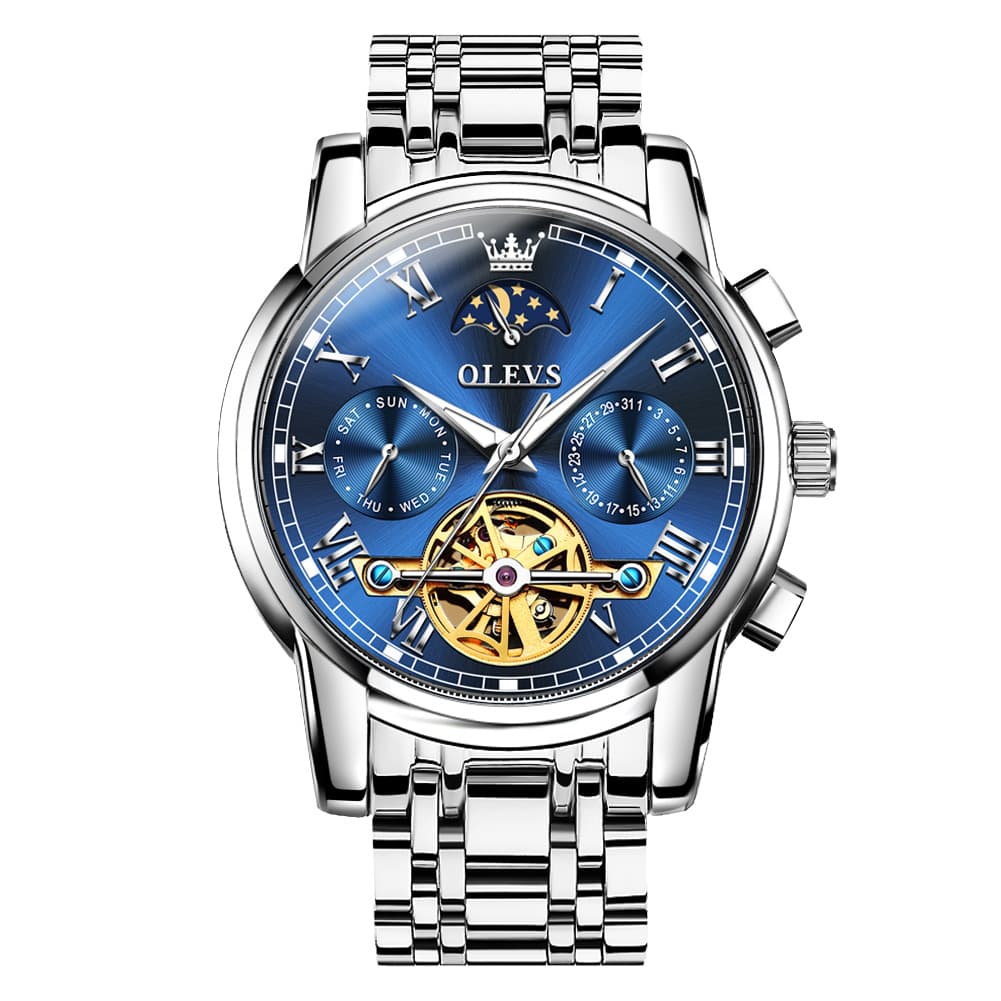 OLEVS 6617 Automatic Mechanical Tourbillon Moon Phase Watch for Men