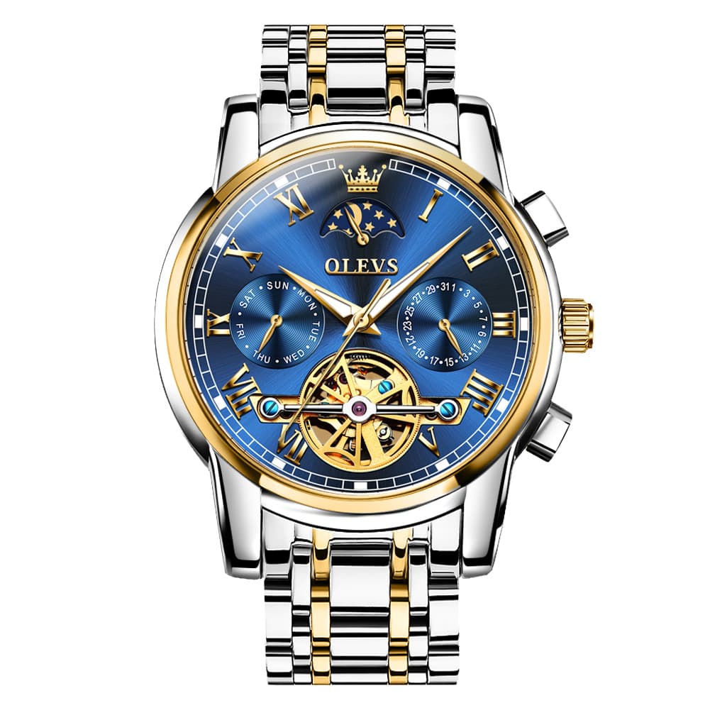 OLEVS 6617 Automatic Mechanical Tourbillon Moon Phase Watch for Men