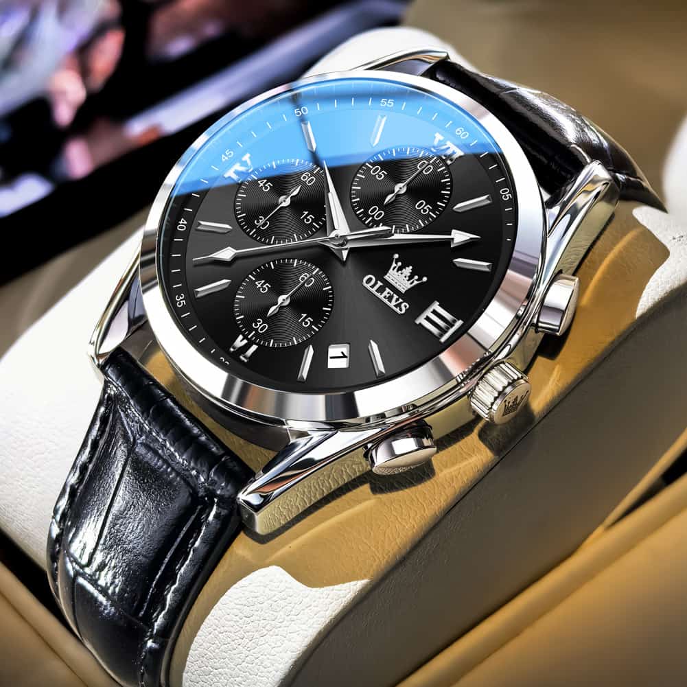 OLEVS 2872 Sophisticated Chronograph Leather Watch for Men