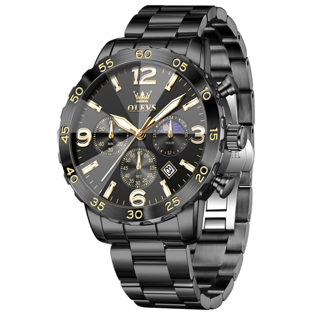 OLEVS 3D Rhombic Chronograph Quartz Watch for Men 3678