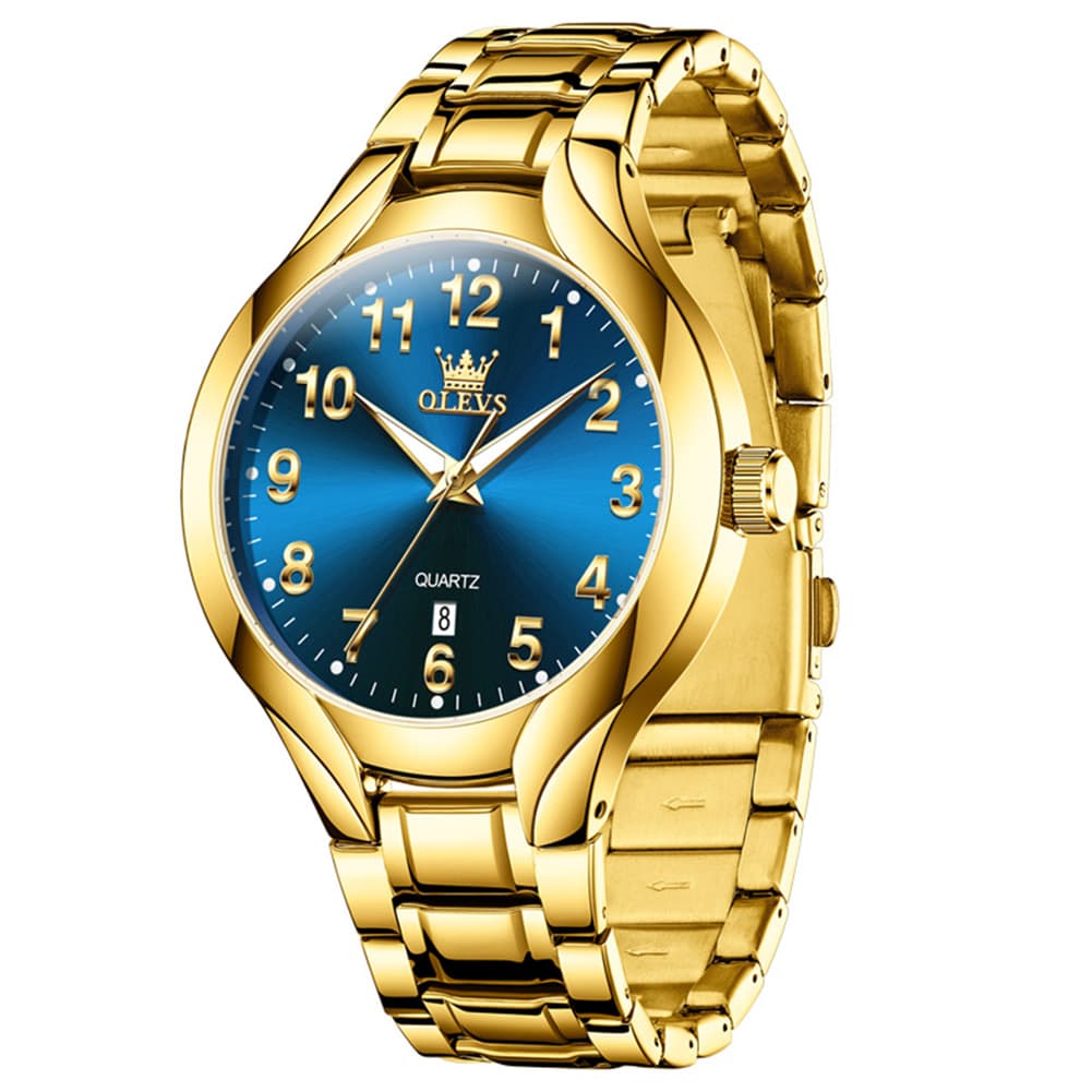 OLEVS 3650 Classic Gold Quartz Watch for Men & Women (His & Hers)