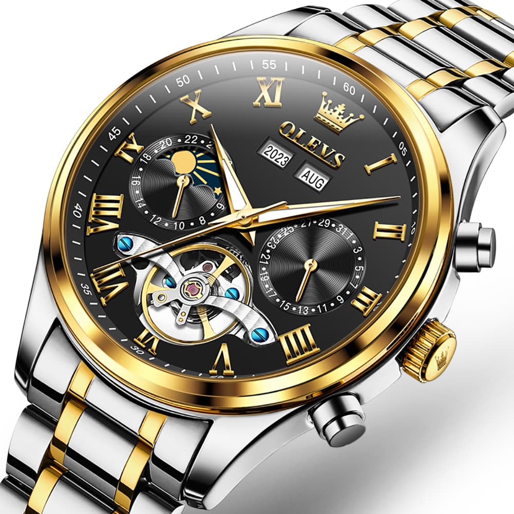 OLEVS 7005 Multi Function Skeleton Mechanical Watch for Men