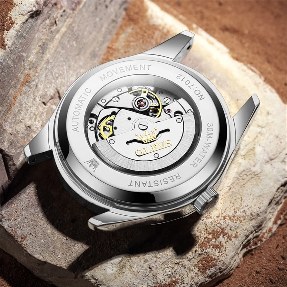 OLEVS 7012 Roman Numerals Diamond Bezel Mechanical Watch for Men