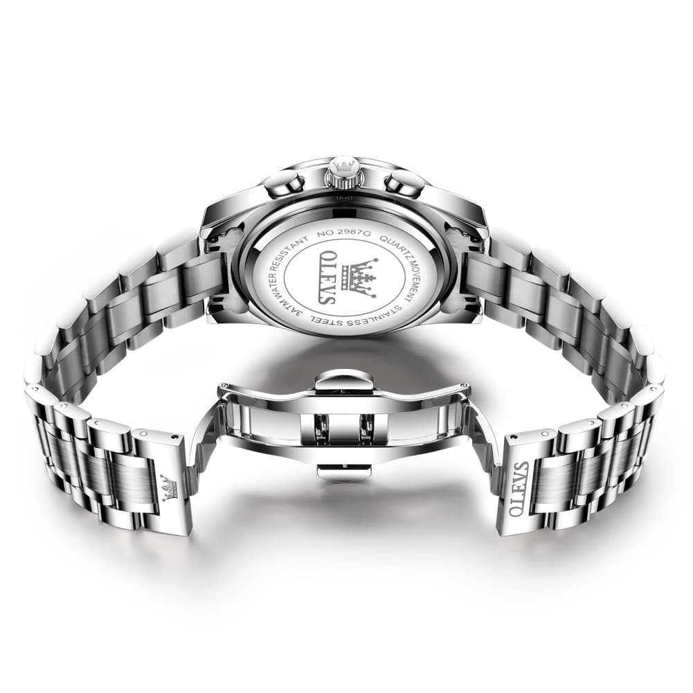 OLEVS 2987 Stainless Steel Chronograph Quartz Watch for Men