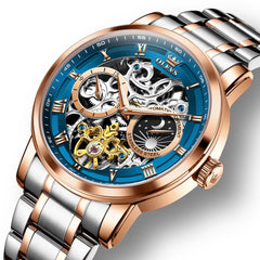 OLEVS 6670 Stainless Steel Skeleton Mechanical Watch for Men