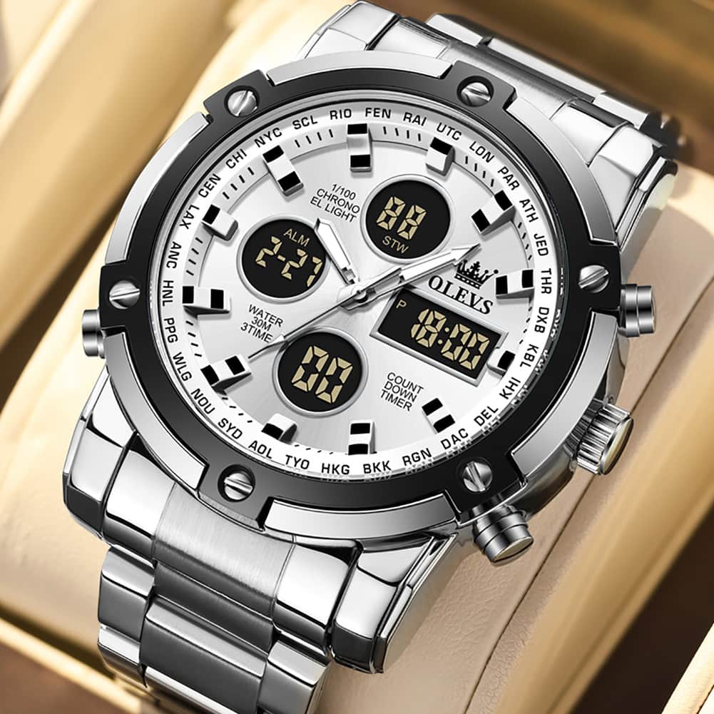 OLEVS 1106 Heavy Duty Dual Display Chronograph Watch for Men