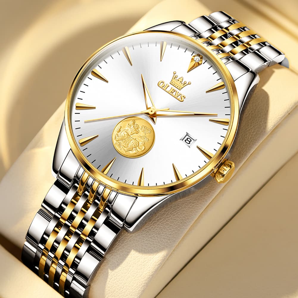 OLEVS 6665 Stainless Steel Pi Xiu Lucky Mechanical Watch for Men