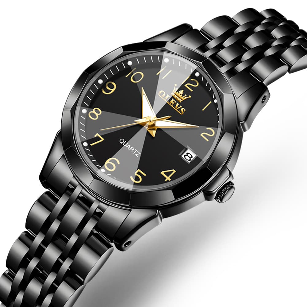 OLEVS 9970 3D Rhombic Faceted Glass Date Watch for Women
