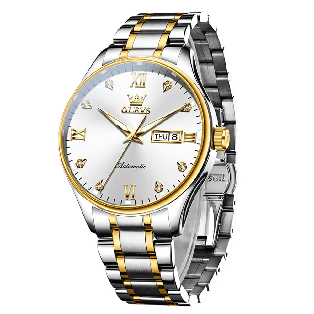 OLEVS Diamond Dial Day Date Automatic Mechanical Watch 9955 for Men