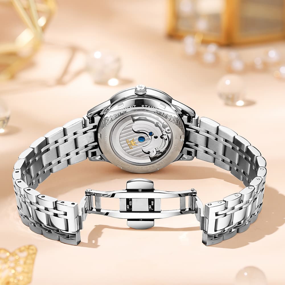 OLEVS 6608 Automatic Mechanical Open Heart Watch for Women