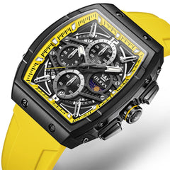 OLEVS 2975 Tonneau Silicone Chronograph Watch for Men