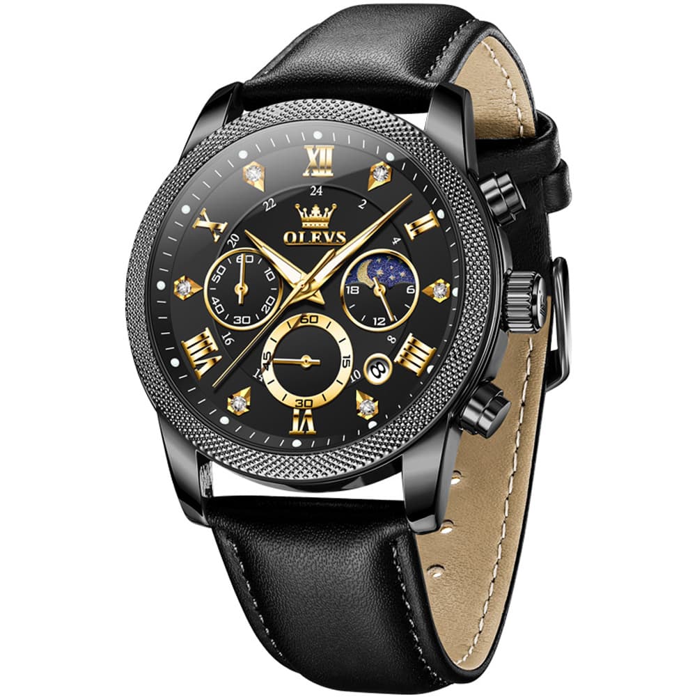 OLEVS 3660 Chronograph Moon Phase Diamond Dial Tactical Sports Watch For Men