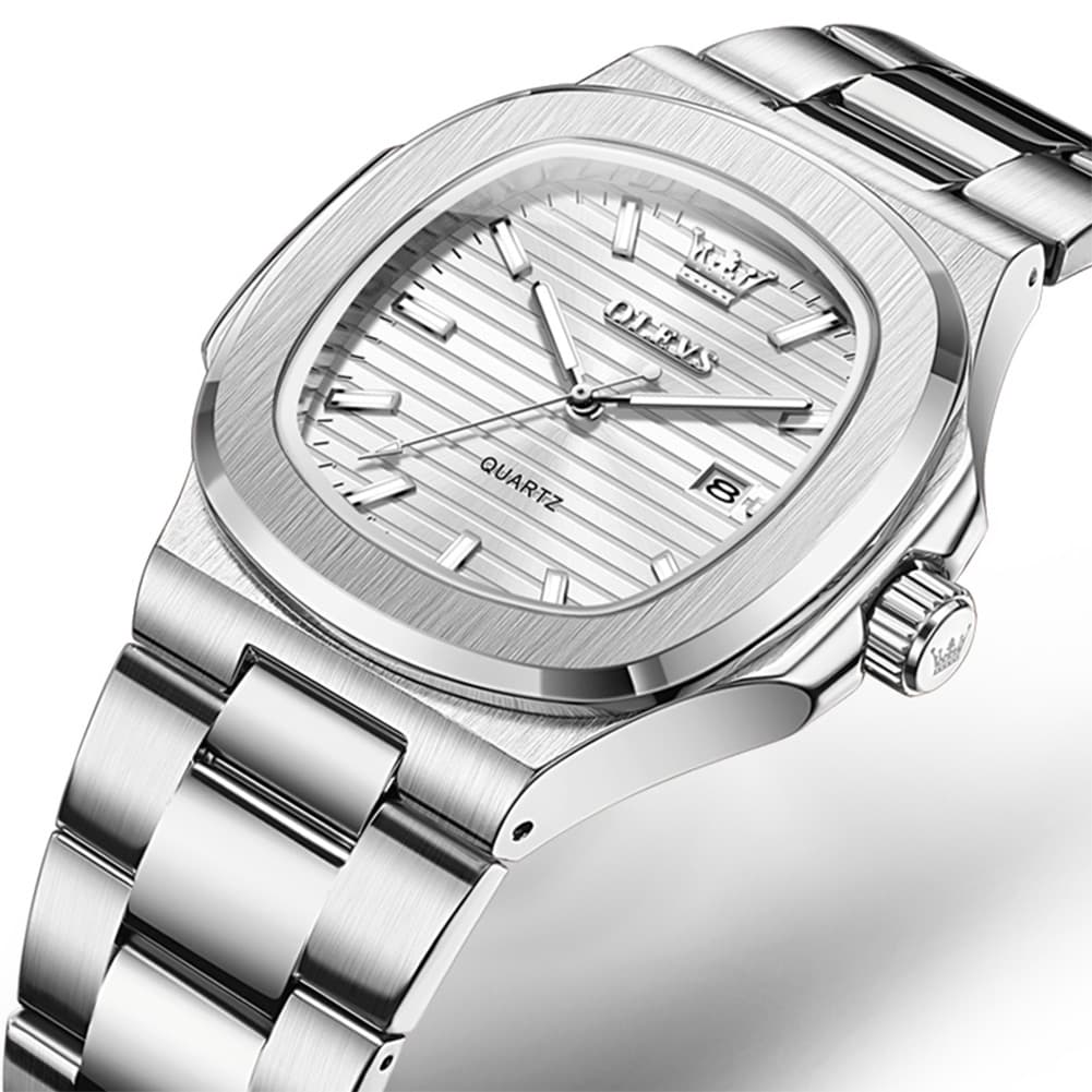 OLEVS 3696 Octagon Embossed Dial Luxury Sport Watch for Men