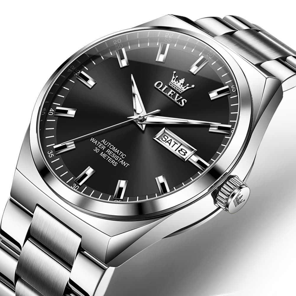 OLEVS Integrated Bracelet Automatic Day Date Watch 9907 for Men