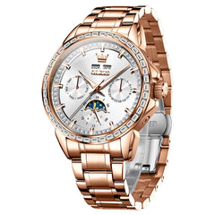 OLEVS 6695 Baguette Diamond Multifunction Mechanical Watch for Men