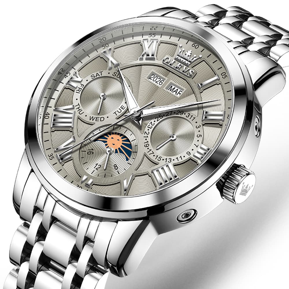 OLEVS 6785 Sun and Moon Multi Function Mechanical Watch for Men