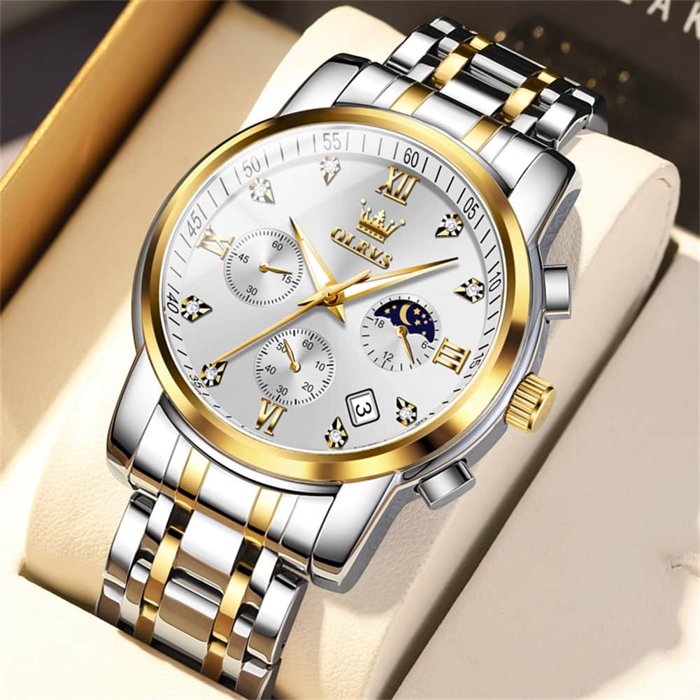 OLEVS 2858 Luxury Moon Phase Chronograph Watch for Men