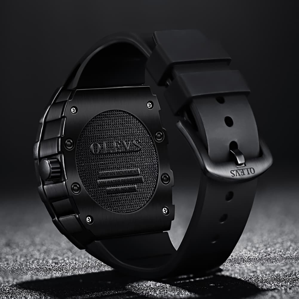 OLEVS 3602 Tonneau Skeleton Quartz Watch for Men