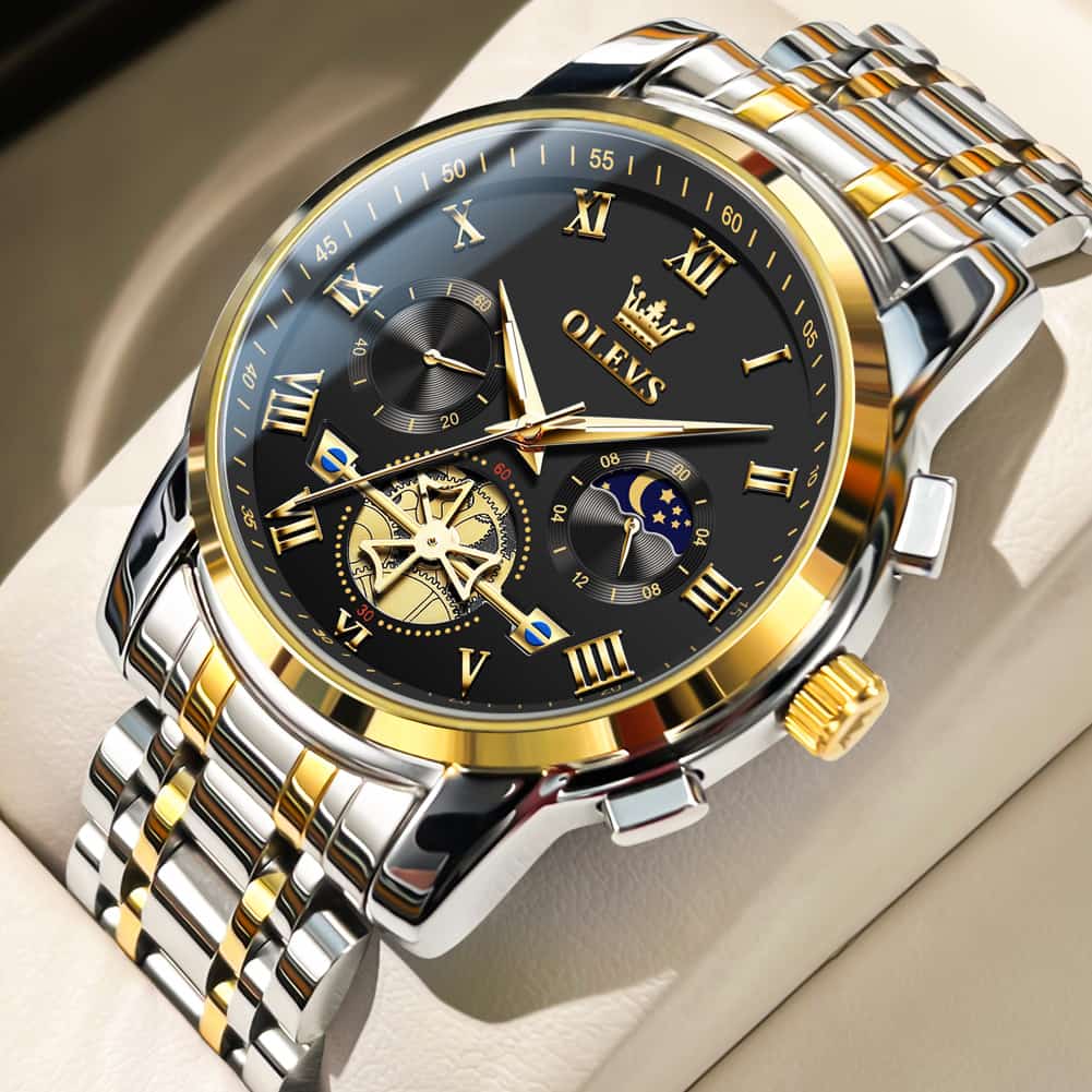 OLEVS 2859 Luxury Moon Phase Chronograph Quartz Watch for Men