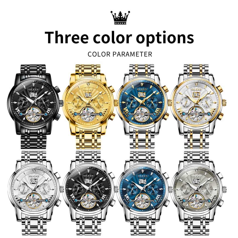 OLEVS Open Heart Multifunction Automatic Mechanical Watch 9965 Big Date for Men
