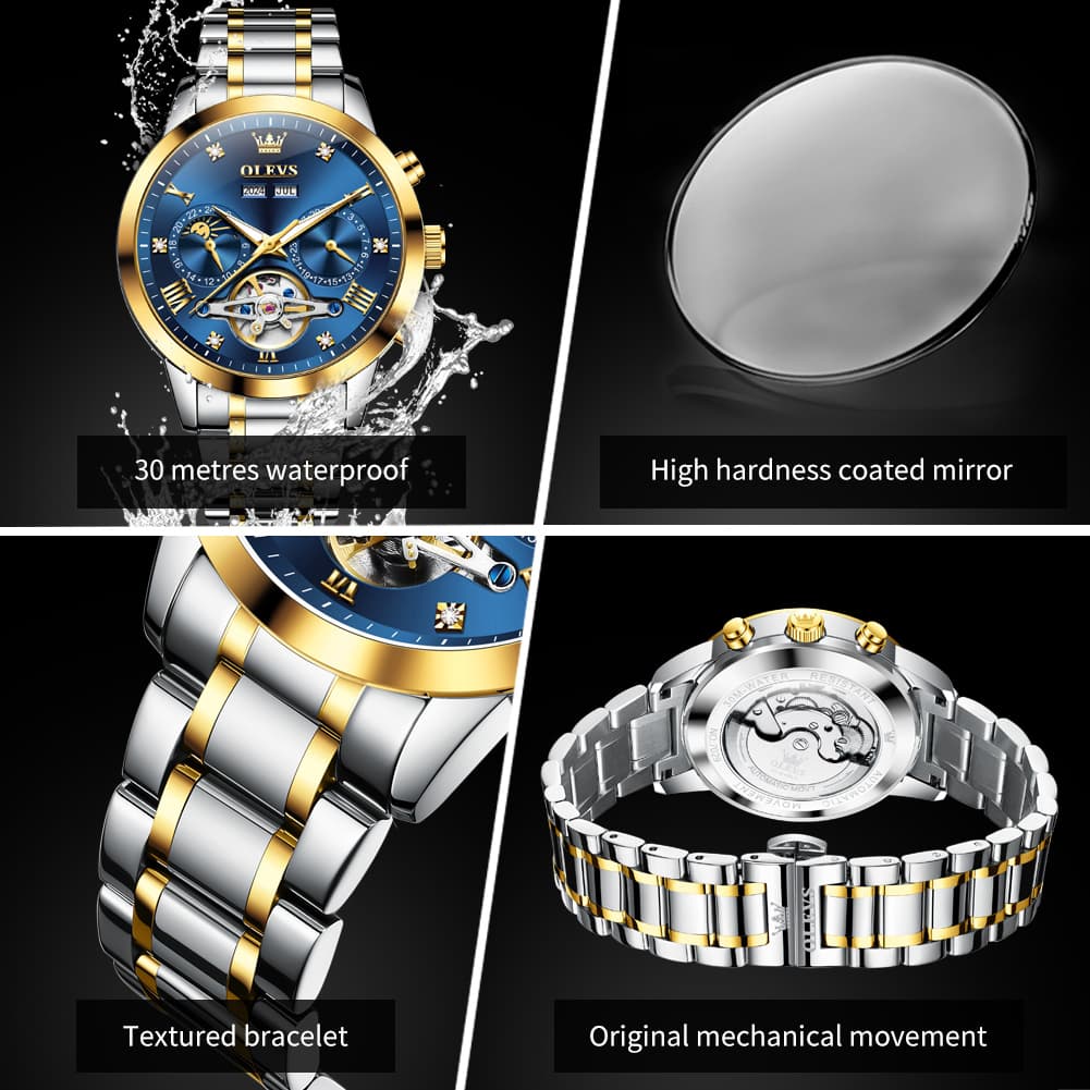 OLEVS 7029 Open Heart Automatic Mechanical Watch For Men
